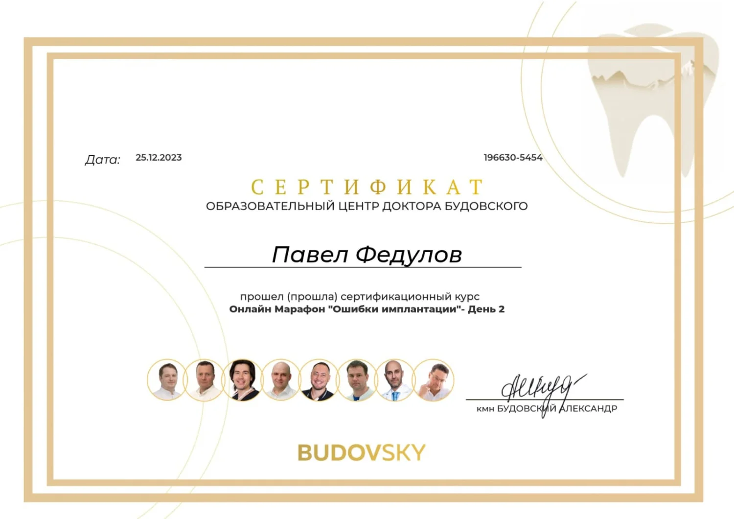 Павел Федулов. Сертификат «Ошибки имплантации, день 2»